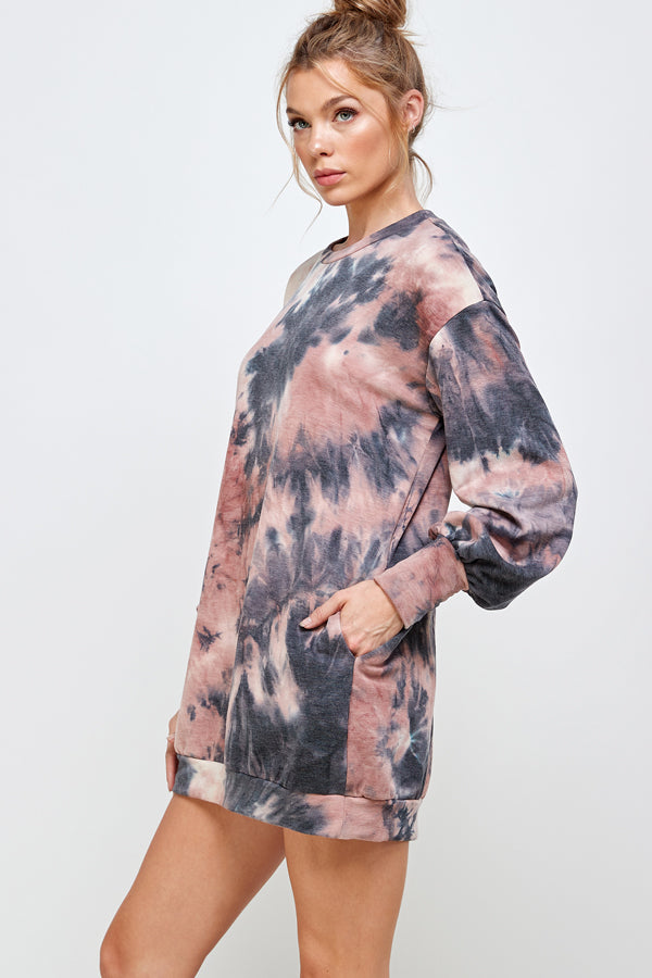STYLEVAVA French Terry Knit Dress-Mauve