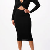 Open Neck Cut Out Midi Dress
