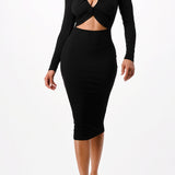 Open Neck Cut Out Midi Dress