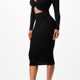 Open Neck Cut Out Midi Dress