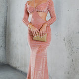 Velvet Mesh Maxi Dress