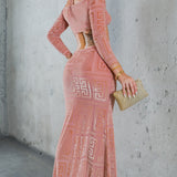 Velvet Mesh Maxi Dress
