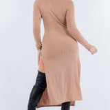 Front Tie Midi Knit Long Sleeve Dress