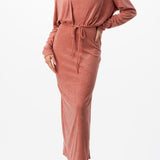 Mock Neck Midi Dress & Cardigan Set