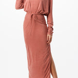 Mock Neck Midi Dress & Cardigan Set