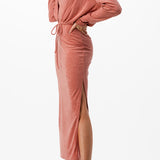 Mock Neck Midi Dress & Cardigan Set