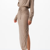 Mock Neck Midi Dress & Cardigan Set