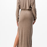 Mock Neck Midi Dress & Cardigan Set