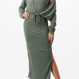 Mock Neck Midi Dress & Cardigan Set