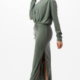 Mock Neck Midi Dress & Cardigan Set