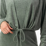 Mock Neck Midi Dress & Cardigan Set