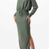 Mock Neck Midi Dress & Cardigan Set