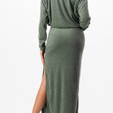 Mock Neck Midi Dress & Cardigan Set