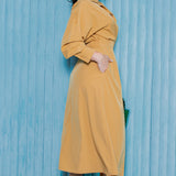 Collared Wrap Style Midi Dress