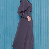 Collared Wrap Style Midi Dress