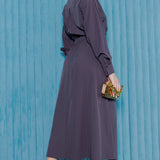 Collared Wrap Style Midi Dress