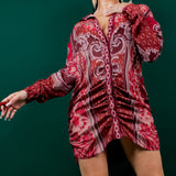 Ruched Button Down Shirt Dress