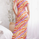Knot Front V-Neck Midi Dress