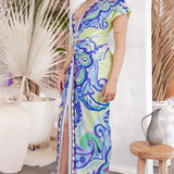 Knot Front V-Neck Midi Dress