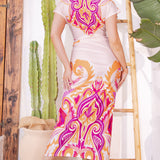 Knot Front V-Neck Midi Dress