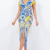 V-neck Wrapping Style Midi Dress