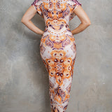 Deep V-neck Pleats Midi Dress