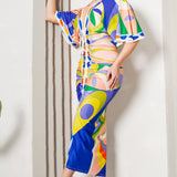 Front Ruched V-Neck Midi Dress
