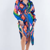 Satin shirt dress with buckle band