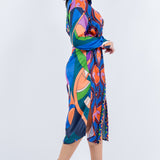 Satin shirt dress with buckle band