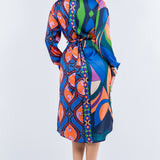 Satin shirt dress with buckle band