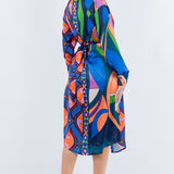 Satin shirt dress with buckle band