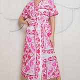 Tiles Majolica Print Short Sleeve Midi Dress