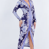 DEEP V NECK LONG SLEEVE MIDI DRESS