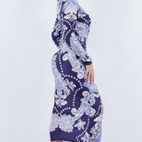 DEEP V NECK LONG SLEEVE MIDI DRESS