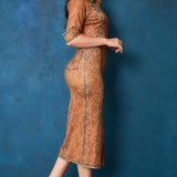 Denim Effect Button Down Midi Dress