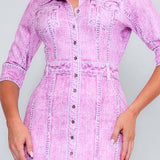 Denim Effect Button Down Midi Dress