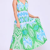 V-neck Smocked Waist Sleeveless Dress