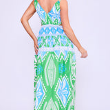 V-neck Smocked Waist Sleeveless Dress