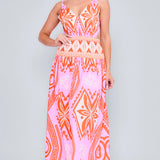 V-neck Smocked Waist Sleeveless Dress