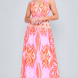 V-neck Smocked Waist Sleeveless Dress