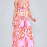 V-neck Smocked Waist Sleeveless Dress