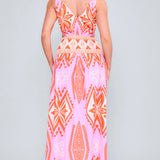 V-neck Smocked Waist Sleeveless Dress