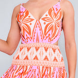 V-neck Smocked Waist Sleeveless Dress