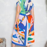 Ruched Shoulder Button Down Midi Dress