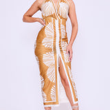 Strap Halter Neck Backless Slit Dress