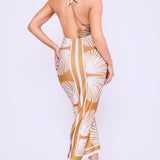 Strap Halter Neck Backless Slit Dress