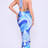 Strap Halter Neck Backless Slit Dress