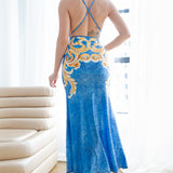 Denim Effect Halter Neck Dress