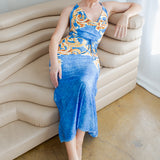 Denim Effect Halter Neck Dress