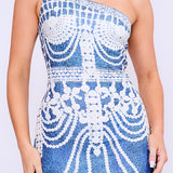 One Shoulder Denim Effect Dress